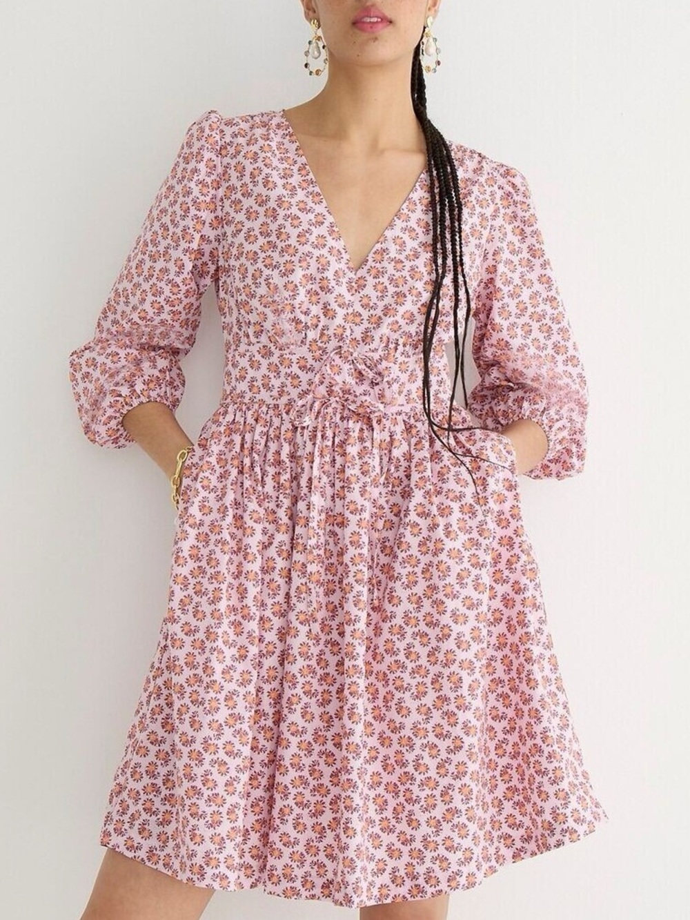 J. Crew Pink Floral Print Mini Dress